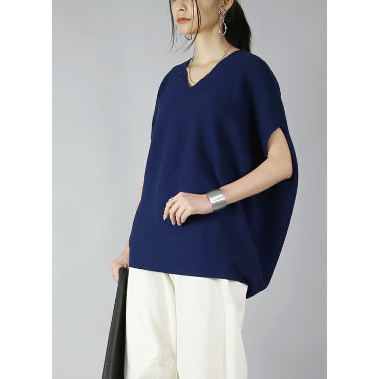 コクーンコットンニット 無地 Vネック | and it  | 詳細画像8 