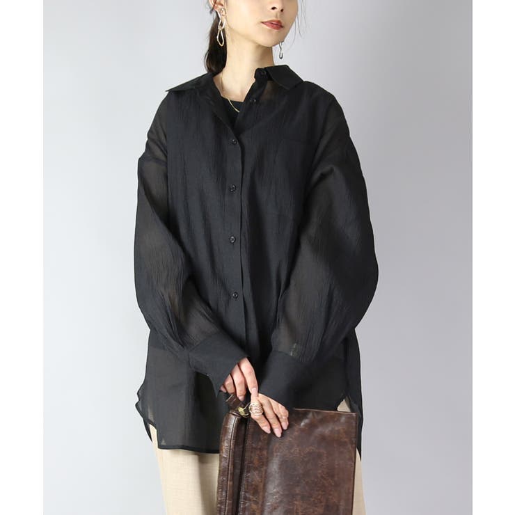 ブラック | シアーオーバーシャツ シャツ レディース | and it 