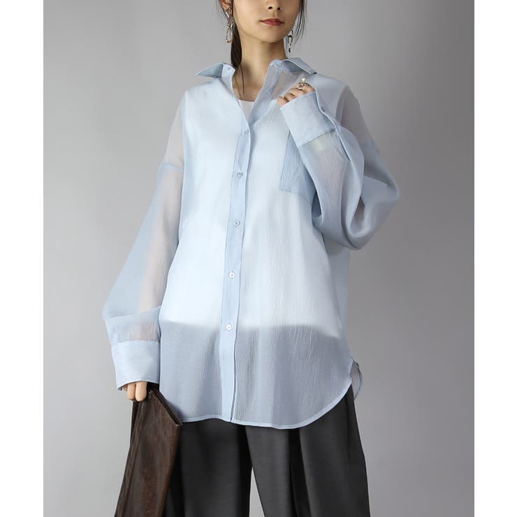ブルー | シアーオーバーシャツ シャツ レディース | and it 