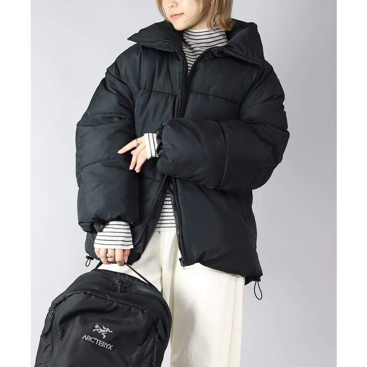 ブラック | スタンドカラーフェイクダウンコート トップス レディース | and it 