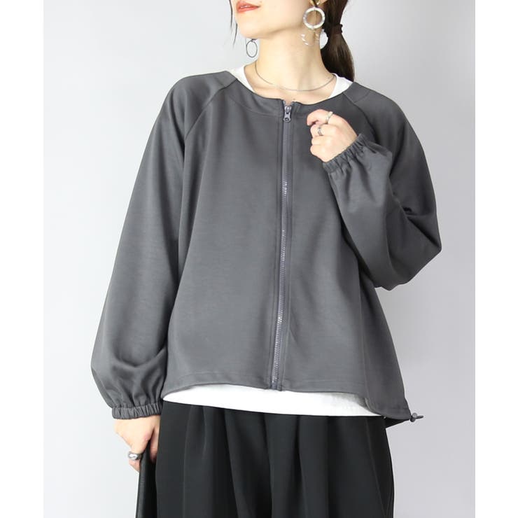 022杢チャコール | ジャケット レディース バックフリルフルジップジャケット | and it 