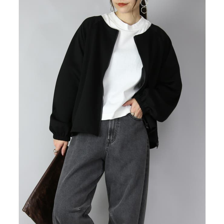 003ブラック | ジャケット レディース バックフリルフルジップジャケット | and it 