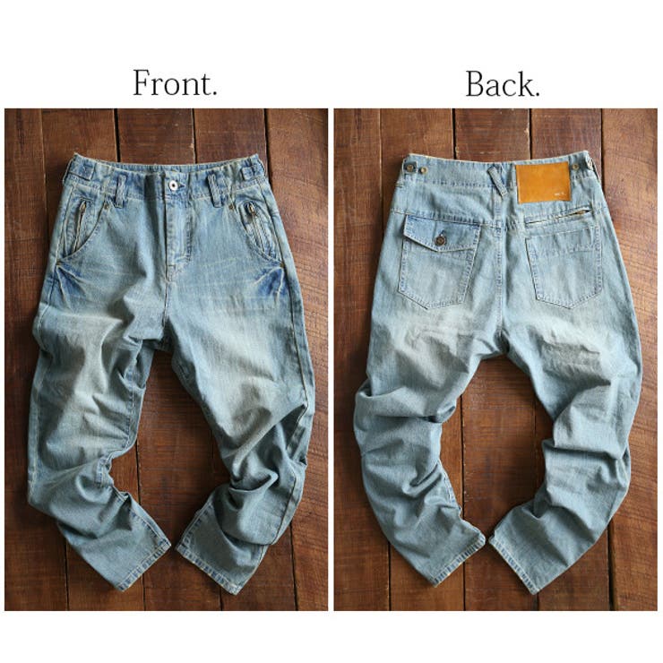 andit_】ZIPシームポケットゆるサルエルデニムパンツ【S】【M】【L
