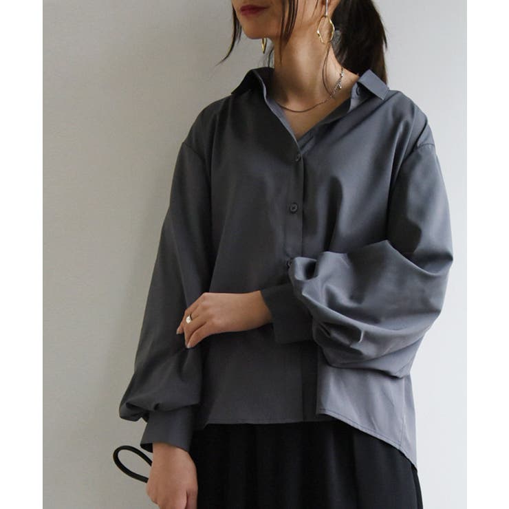チャコール | スパンブロードボリュームスリーブシャツ シャツ レディース | and it 
