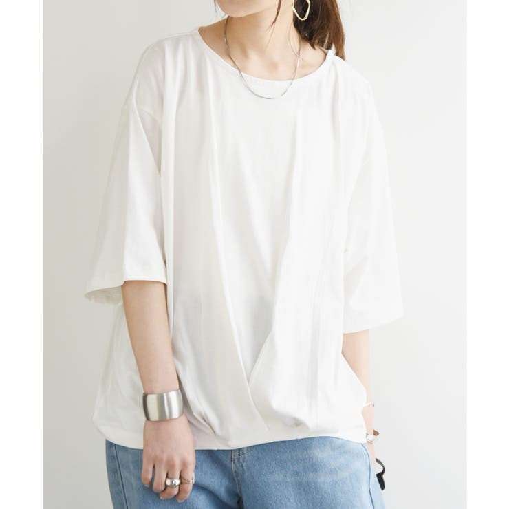 006オフホワイト | マーセライズフロントタックユルプルオーバー カットソー レディース | and it 