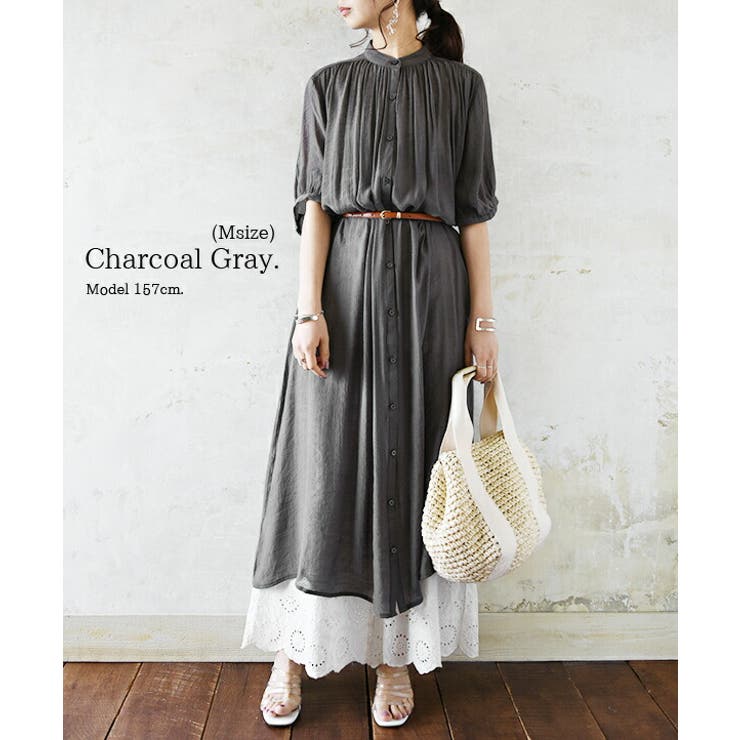 エミュラル emural スラブギャザーガウンワンピース【M】【L】レディース | and it  | 詳細画像7 