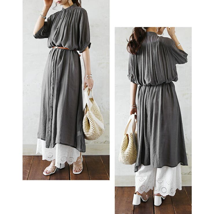 エミュラル emural スラブギャザーガウンワンピース【M】【L】レディース | and it  | 詳細画像8 