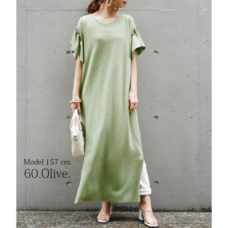 テレコリブフリルスリーブロングワンピースレディース 春夏 ワンピース | and it  | 詳細画像15 
