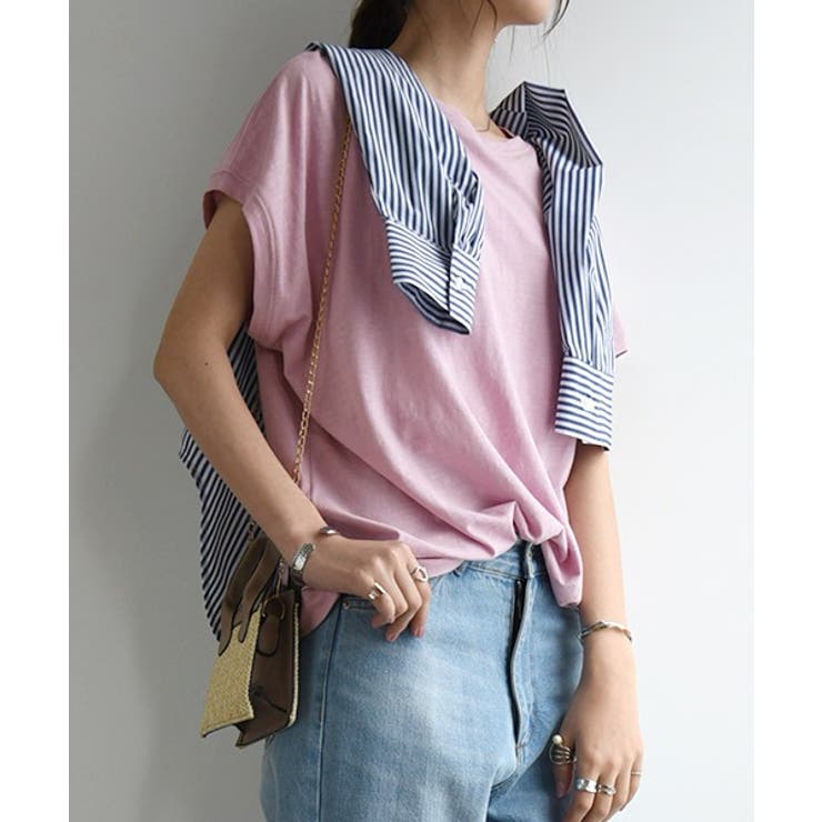 コットンスラブシンプルルーズTシャツ Tシャツ レディース[品番