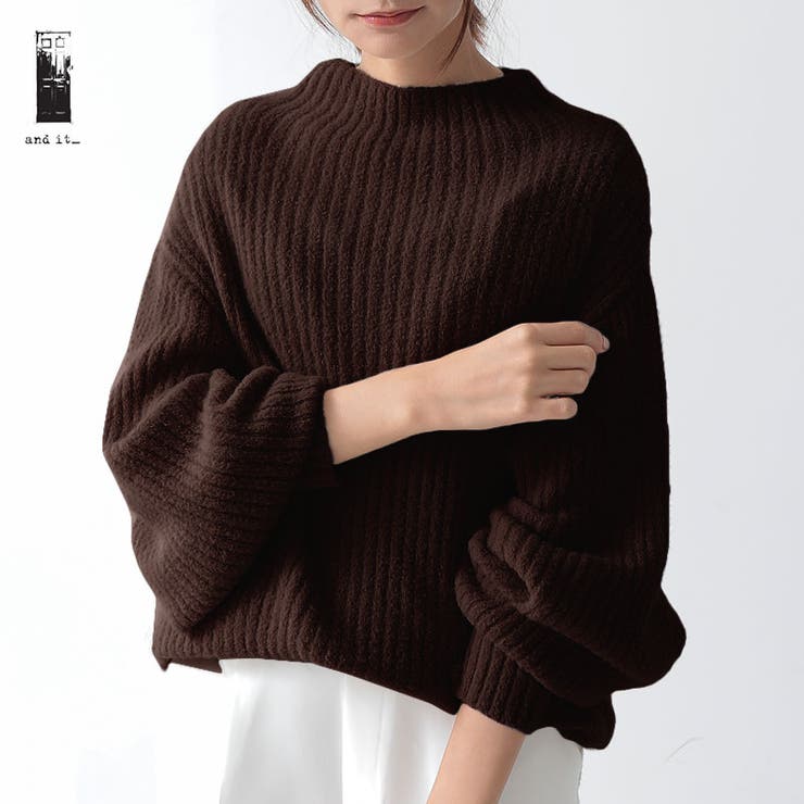 プレミアムヤーンぷっくりスリーブニット ニット レディース | and it  | 詳細画像1 