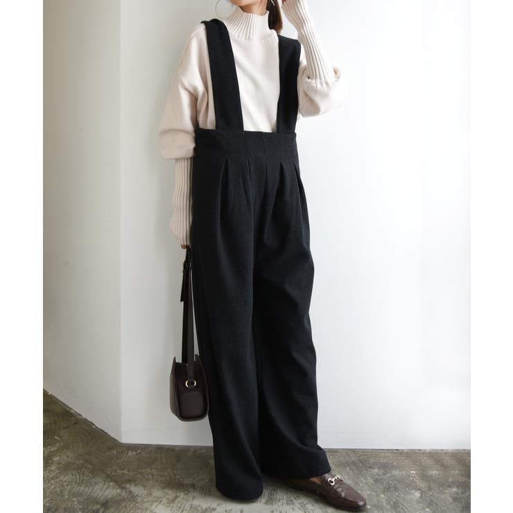 ウールライクサスペンダー付きパンツ パンツ サロペット[品番