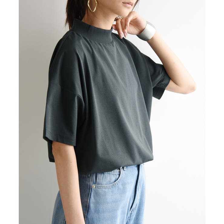 ドライタッチリブハイネック Tシャツ カットソー[品番