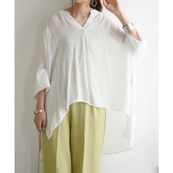 接触冷感スラブバックロングシャツ シャツ レディース[品番
