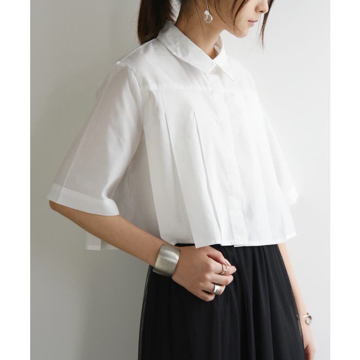 11-ホワイト | T Cブロードクロップドプリーツブラウス ブラウス | and it 