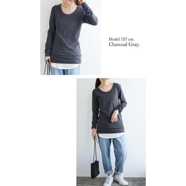 【M～LL】透けない！日本製スムースコットンロングカットソー ♪ レディーストッ… | and it  | 詳細画像17 