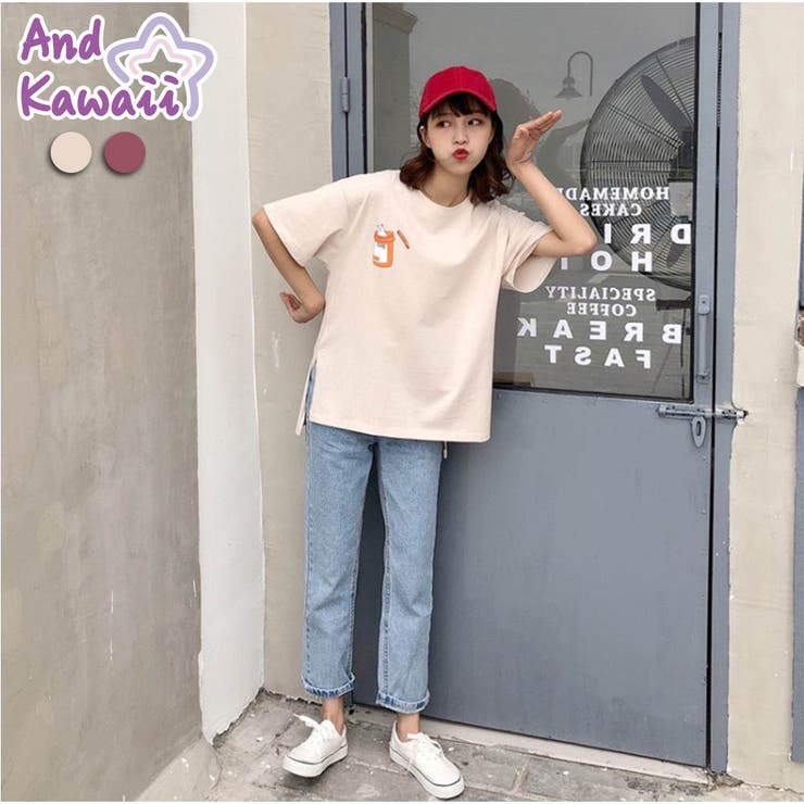 Tシャツ ロゴ ゆるt レディース トップス 半袖 プリントtシャツ 可愛い 品番 Akiw And Kawaii アンドカワイイ の レディースファッション通販 Shoplist ショップリスト