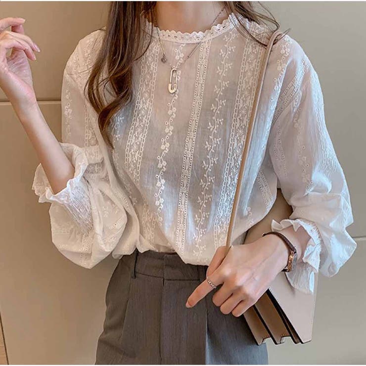 総レース ボリュームスリーブトップス 長袖 | And Kawaii | 詳細画像1 