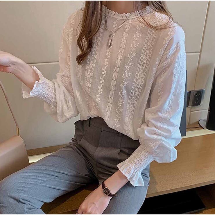 総レース ボリュームスリーブトップス 長袖 | And Kawaii | 詳細画像13 