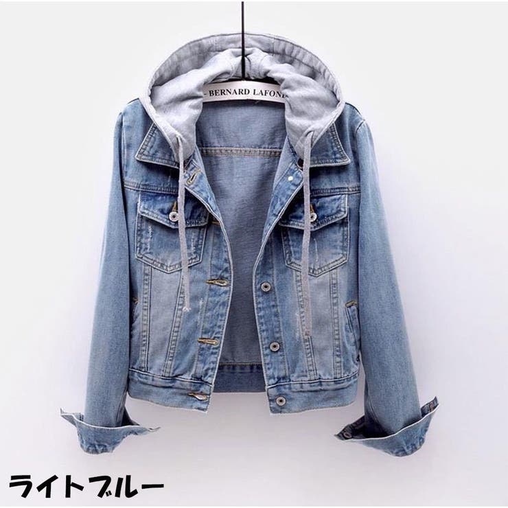デニムジャケット ジャケット 長袖 フード付き[品番：AKIW0000874