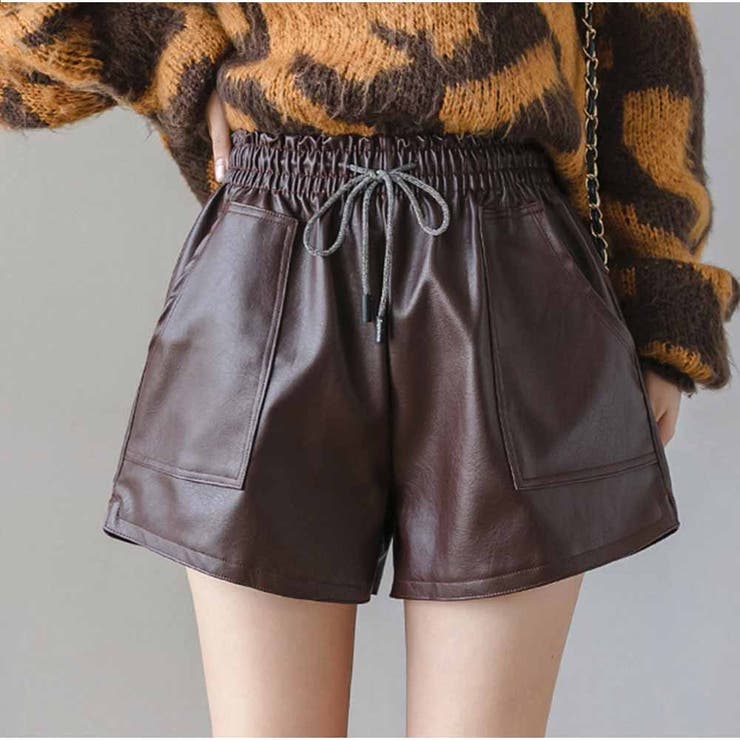 フェイクレザーショートパンツ ボードショートパンツ 短パン[品番