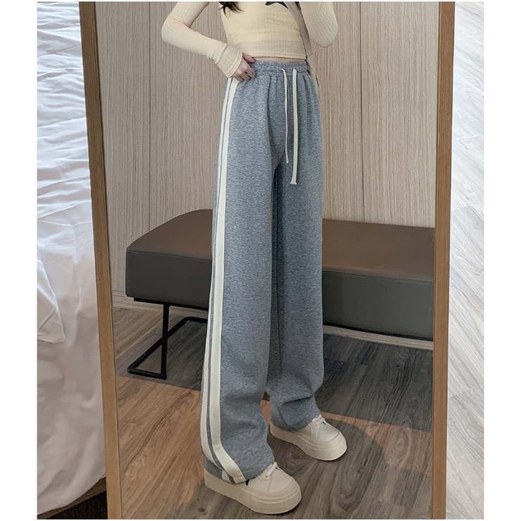 グレー | ワイドパンツ カジュアル スウェットパンツ ゆったり ウエストゴム 履き心地  | And Kawaii