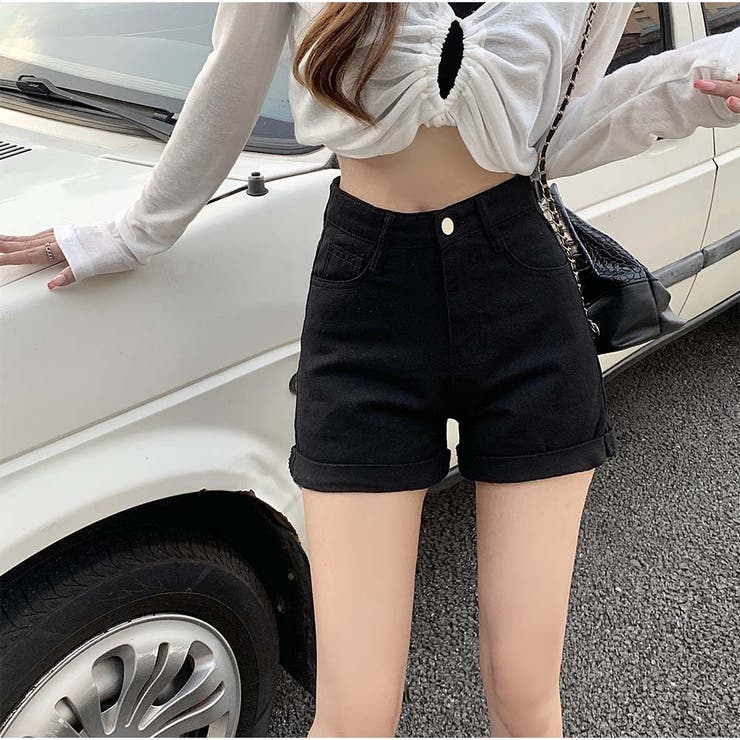 デニムショートパンツ ダメージデニム ハイウエストデニム