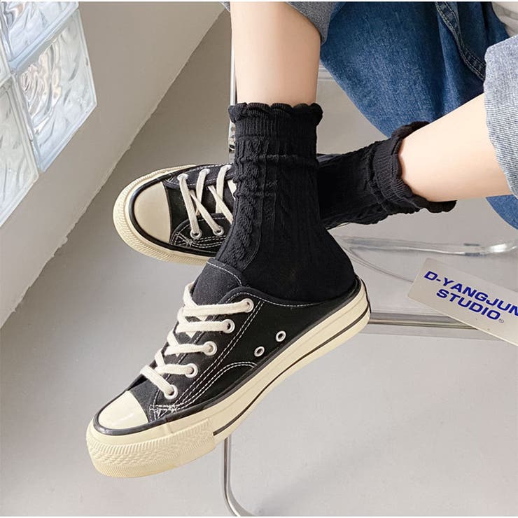 靴下 ソックス 韓国ファッション 秋 冬 ケーブル編みデザイン | And Kawaii | 詳細画像8 