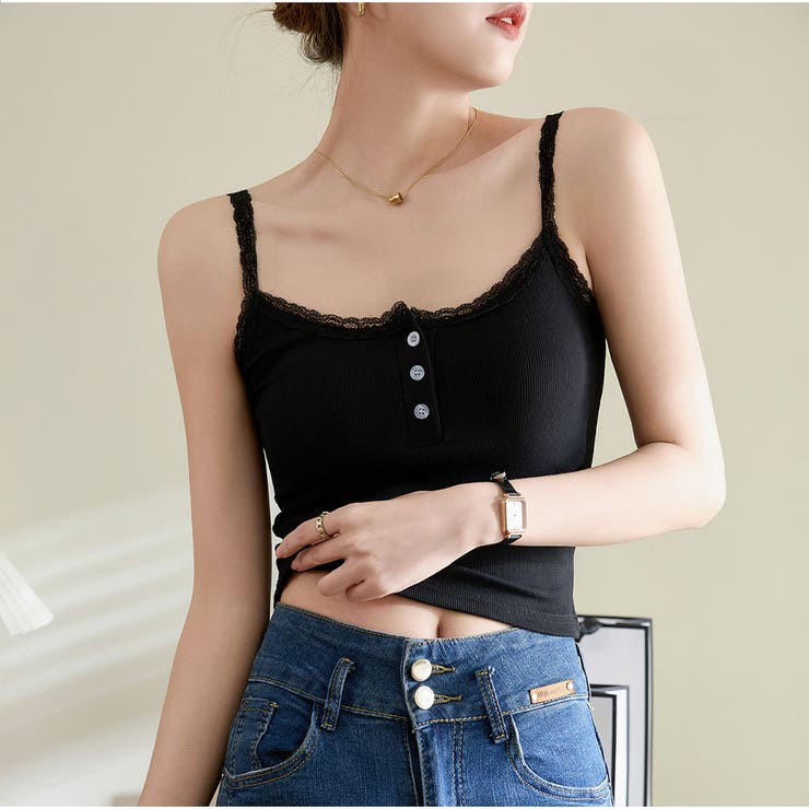 タンクトップ ショート丈 ノースリーブベーシック キャミソール トップス | And Kawaii | 詳細画像5 