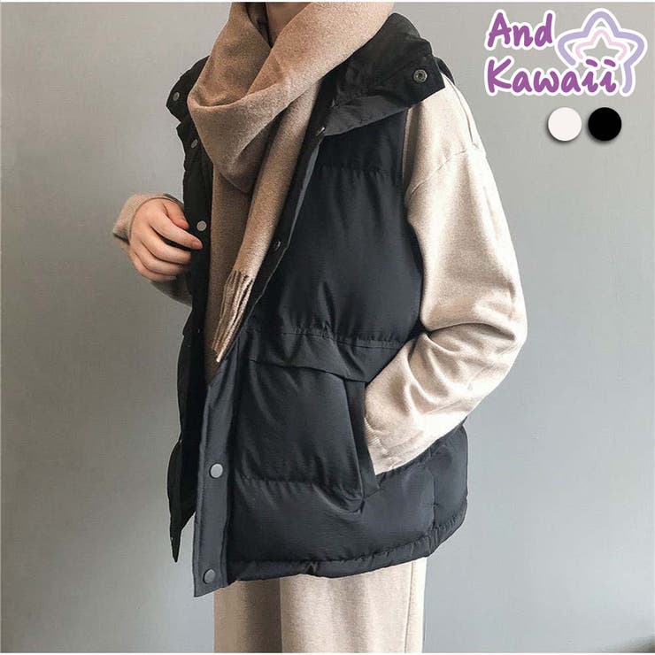 中綿ダウンベスト カジュアル フェミニン 秋冬新作 韓国風 | And Kawaii | 詳細画像1 