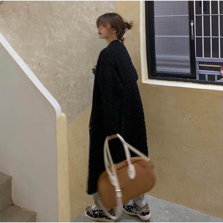 ニットカーディガン 秋服 ロングカーディガン ケーブル編みニットカーディガン | And Kawaii | 詳細画像4 