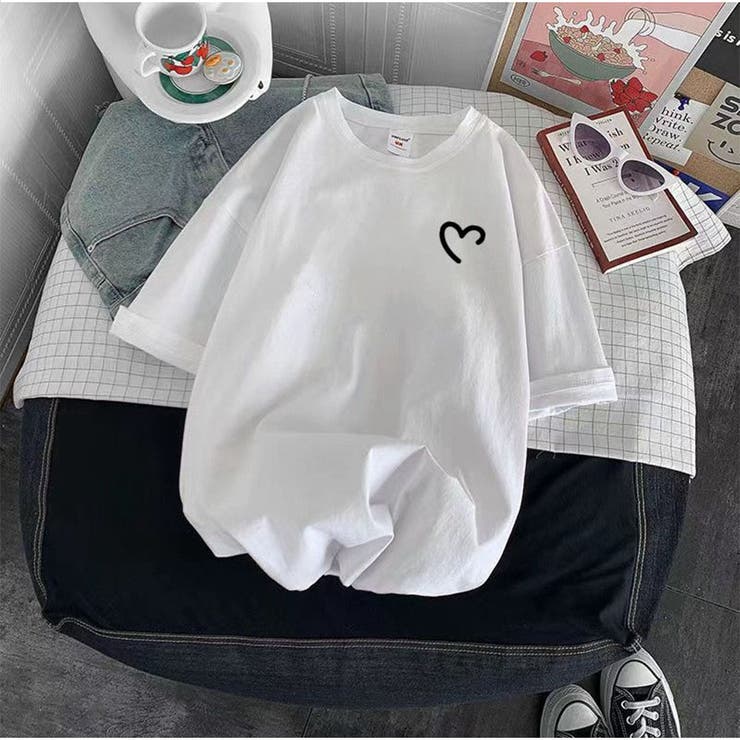 Tシャツ  コットン半袖 夏 ゆったり ロゴプリント トップス | And Kawaii | 詳細画像9 
