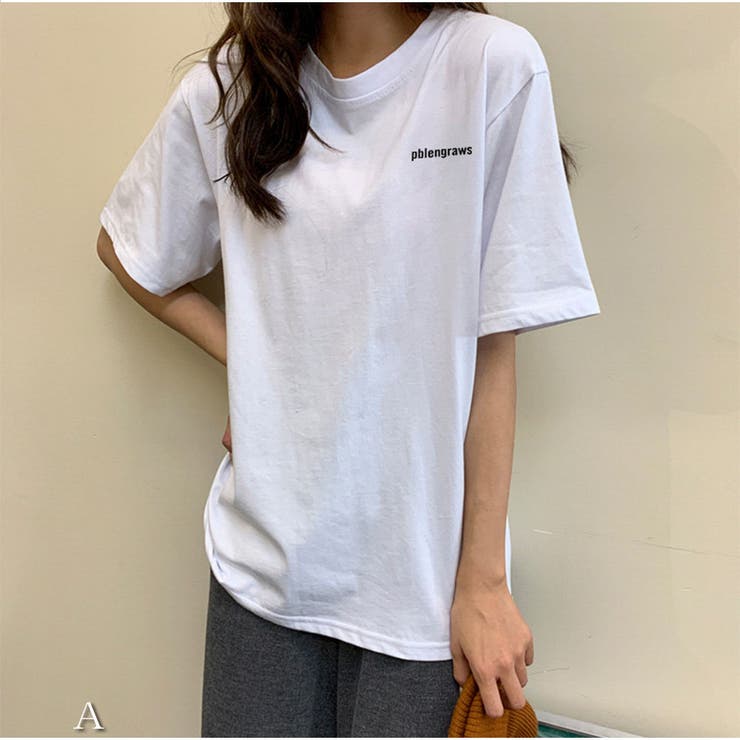 Tシャツ  コットン半袖 夏 ゆったり ロゴプリント トップス | And Kawaii | 詳細画像2 