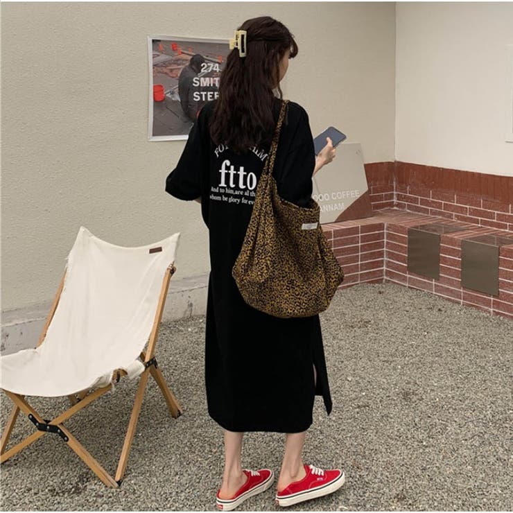 Tシャツワンピース 前後ロゴプリント ミモレワンピ | And Kawaii | 詳細画像6 