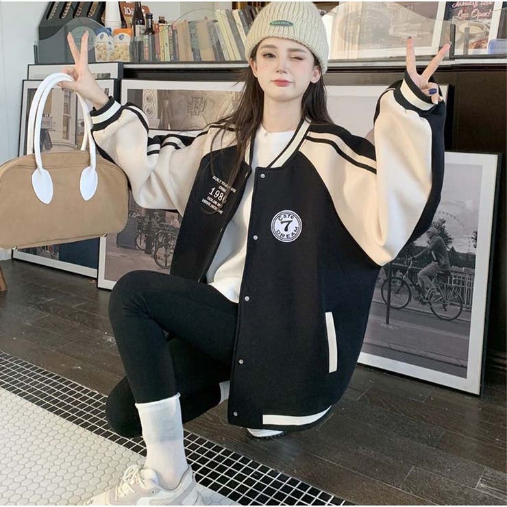 スタジャン ブルゾン レディース アウター 秋 冬 オーバーサイズ | And Kawaii | 詳細画像7 