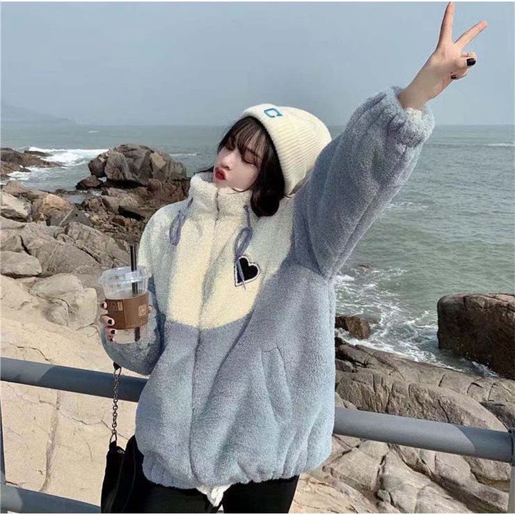 kaaana♪ 韓国❤️アウター ジャケット ボアブルゾン ボアジャケット オーバーサイズ ハイネック ユニ