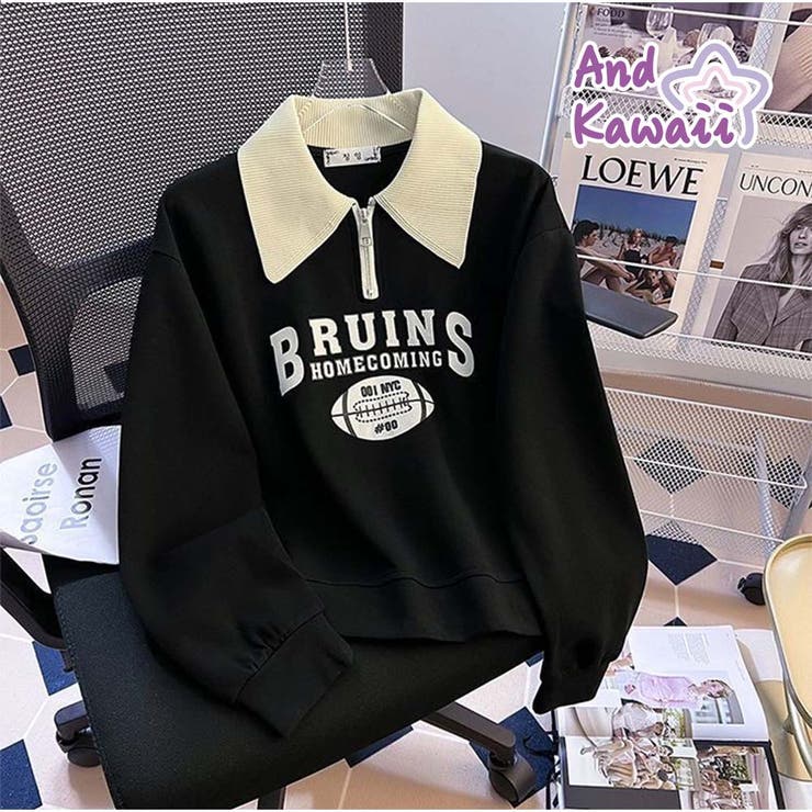 長袖パーカー 新作春秋 トップス スウェット長袖 やや薄手 韓国 | And Kawaii | 詳細画像1 