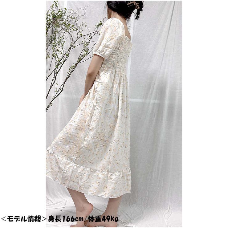 ワンピース ロングスカート ひざ丈 きれいめ カジュアル 花柄 韓国風 | And Kawaii | 詳細画像9 