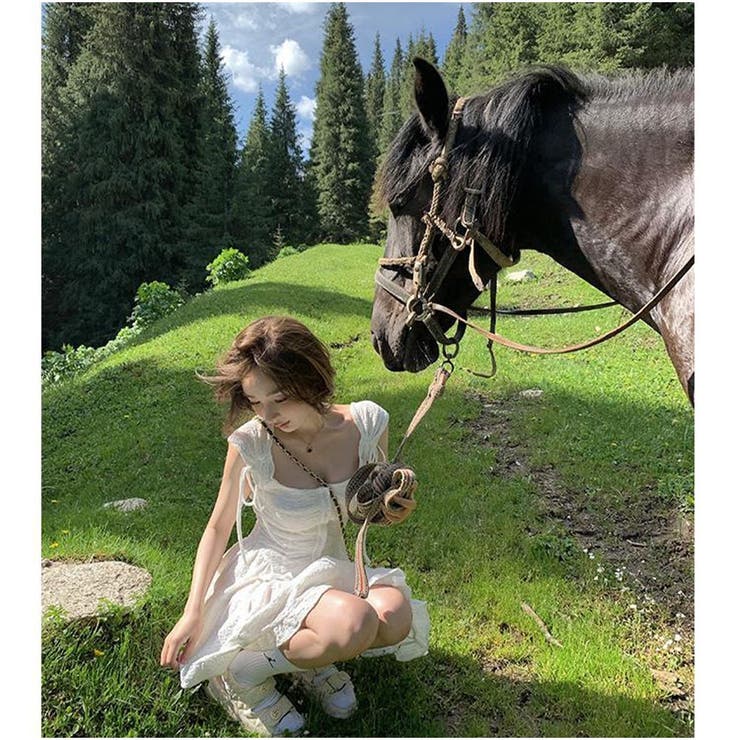 ミニワンピースドレス クエアネック 半袖 | And Kawaii | 詳細画像9 