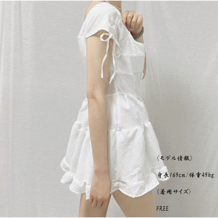 ミニワンピースドレス クエアネック 半袖 | And Kawaii | 詳細画像4 