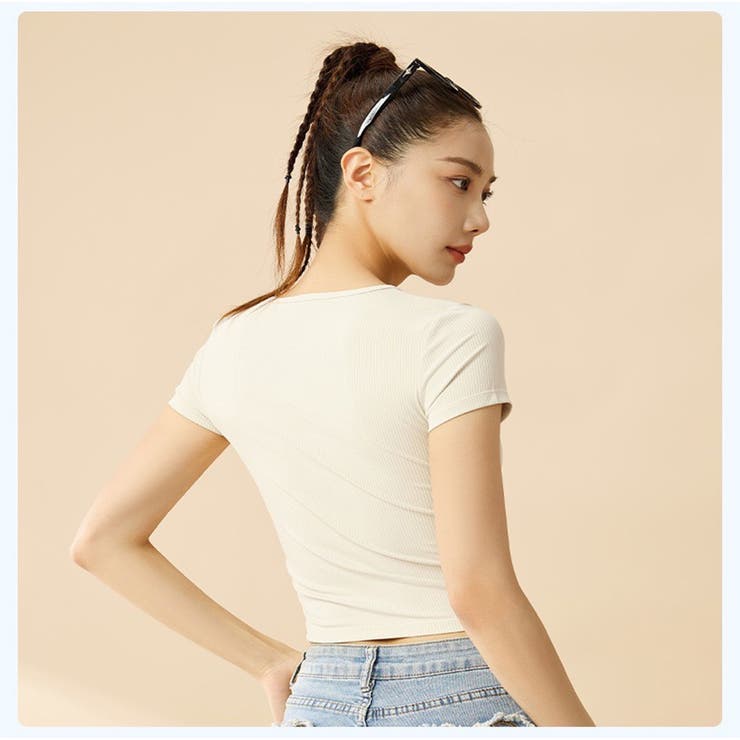 ショート丈Tシャツ ヨガTシャツ 高弾力 | And Kawaii | 詳細画像10 
