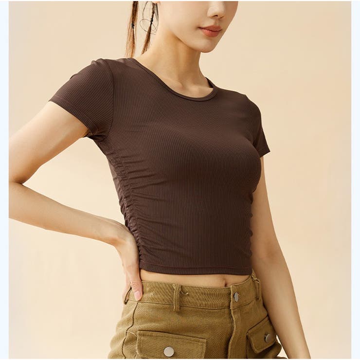 ショート丈Tシャツ ヨガTシャツ 高弾力 | And Kawaii | 詳細画像13 