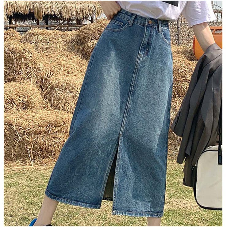 y2k❤️ DIESEL サイド ロゴ ライン デニム ロングスカート DE-ALBUS-L A-LINE LONG SKIRT SS23 マキシ ロング スカート