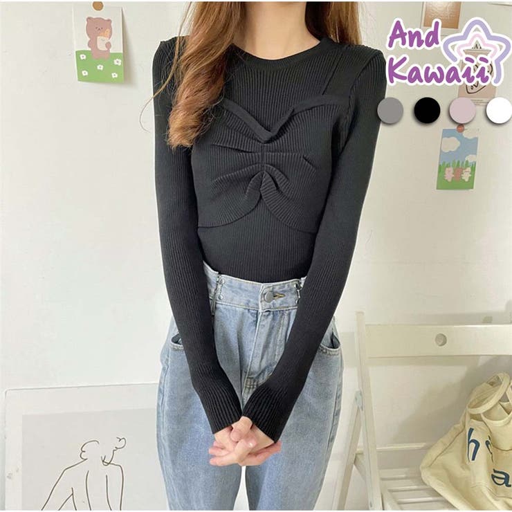 ニット カットソーニットソー 細リブ | And Kawaii | 詳細画像1 
