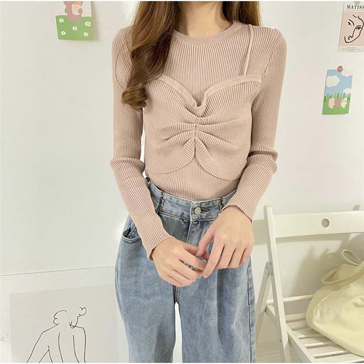 キャメル | ニット カットソーニットソー 細リブ | And Kawaii