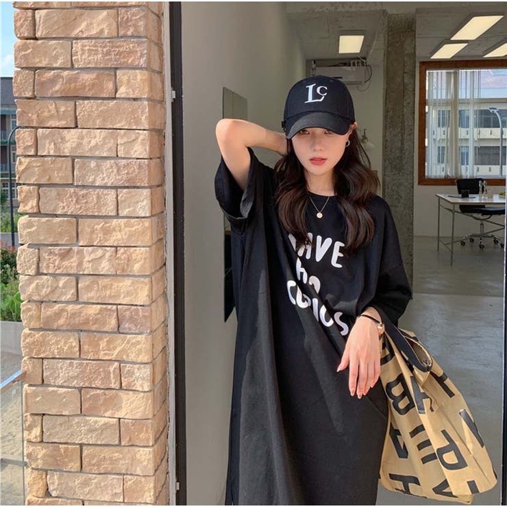 ワンピース 半袖 膝丈ワンピ レディース ロゴワンピース 夏服
