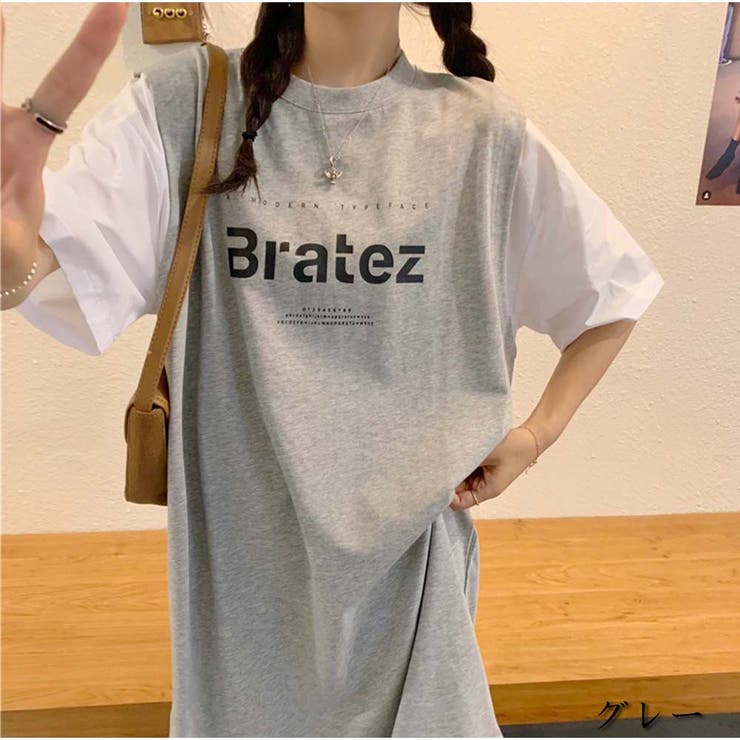 ワンピース 半袖 膝丈ワンピ レディース 重ね風 夏服 | And Kawaii | 詳細画像2 