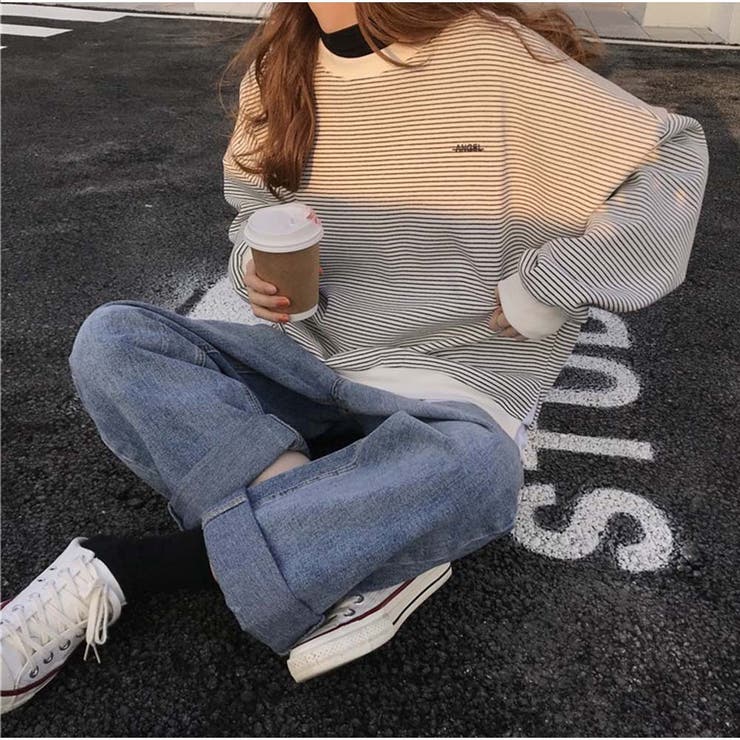 長袖カジュアルパーカー 重ね風 ボーダー柄 | And Kawaii | 詳細画像8 