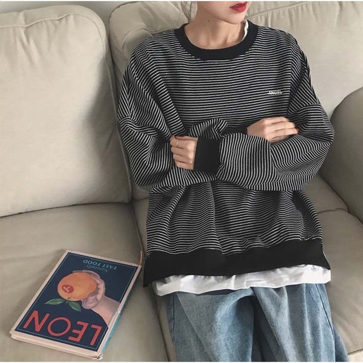 長袖カジュアルパーカー 重ね風 ボーダー柄 | And Kawaii | 詳細画像11 