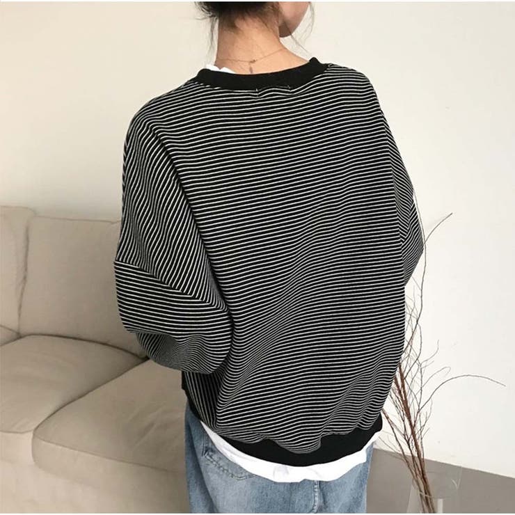 長袖カジュアルパーカー 重ね風 ボーダー柄 | And Kawaii | 詳細画像5 