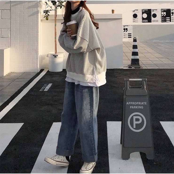 長袖カジュアルパーカー 重ね風 ボーダー柄 | And Kawaii | 詳細画像6 